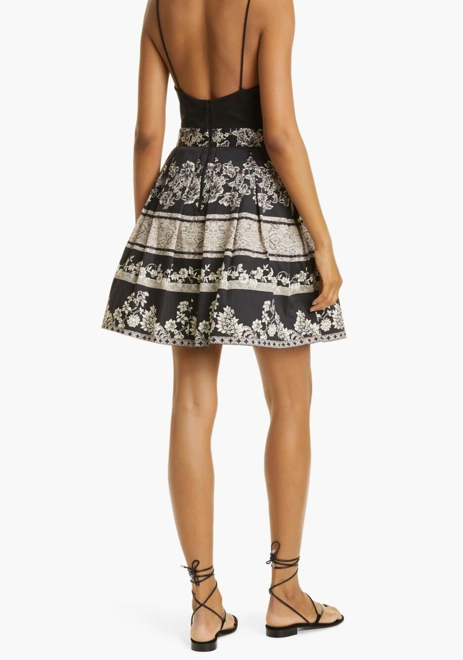 Alice + Olivia Madison Dress 14 Black White Pleated Fit Flare Floral Ballet - Picture 4 of 16